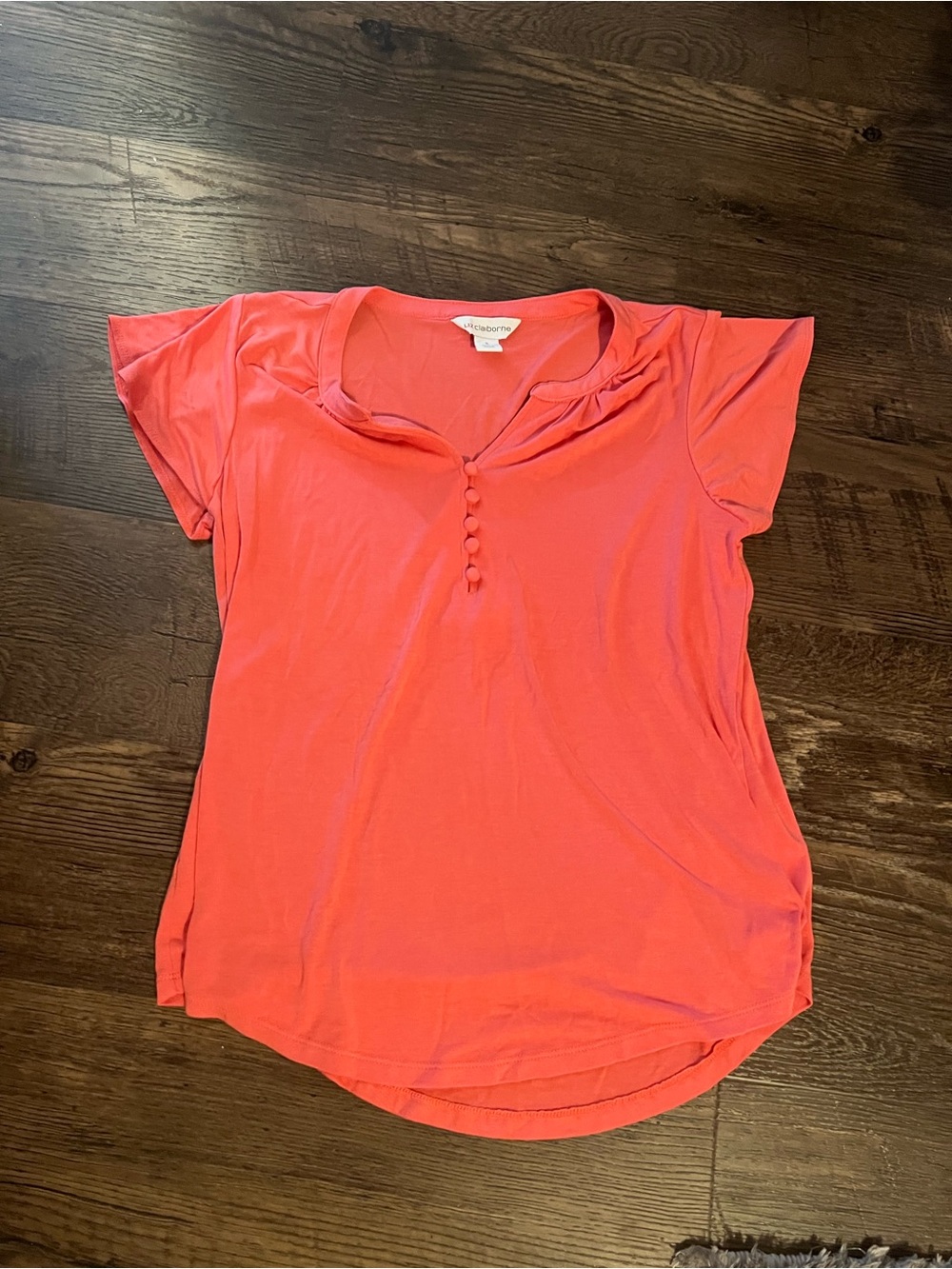 Liz Claiborne Women’s Coral Short Sleeve Top small buttons